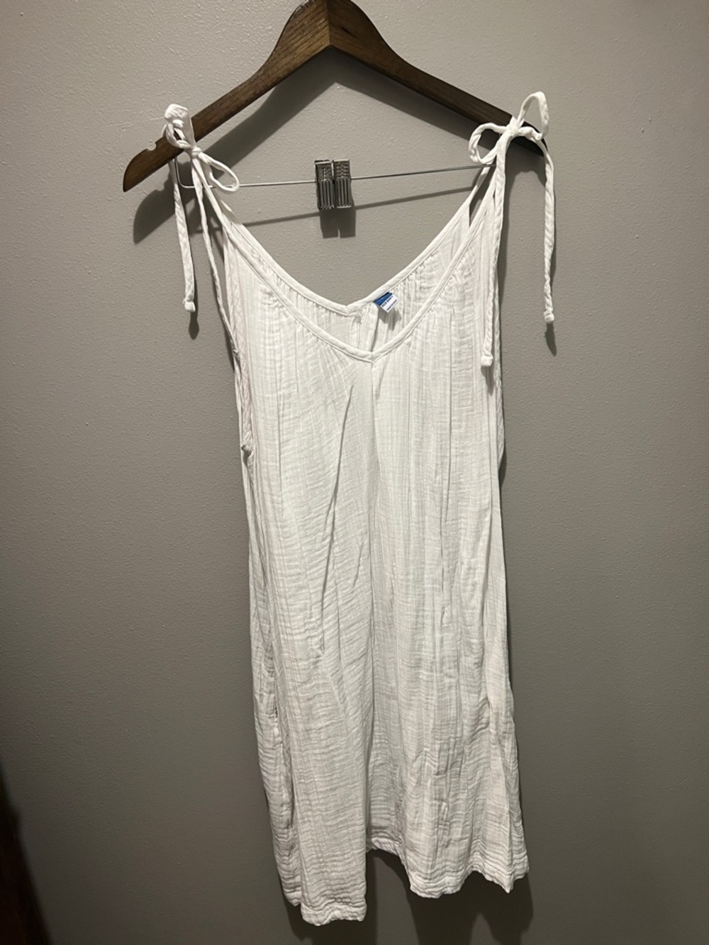 White Cotton Sundress with Tie Straps & Pockets | Beachy Vacation Swim Coverup